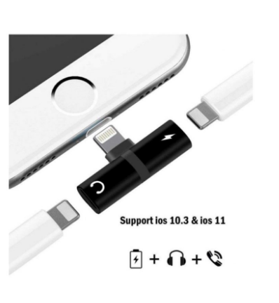 2-In-1 Lightning Earphone And Charger Connector With Pouch 2-In-1 Lightning Earphone And Charger Connector With Pouch